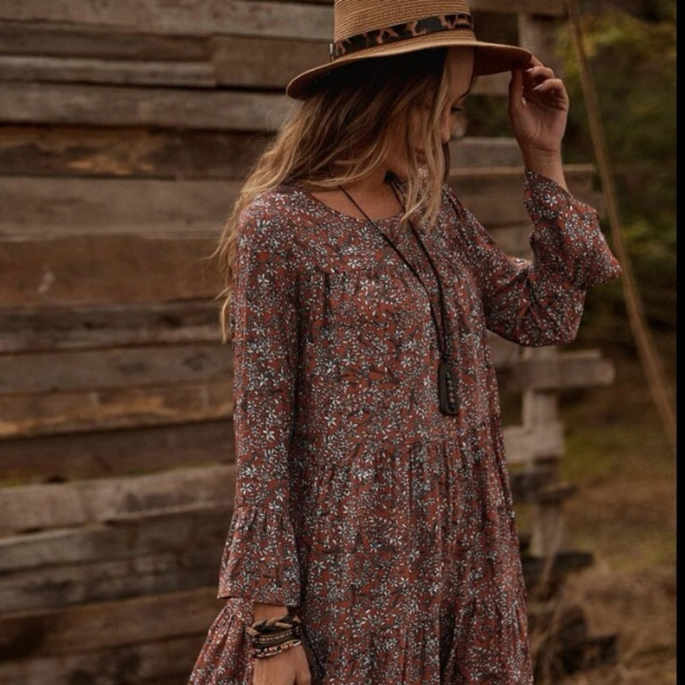 Country Cottage Ditsy Floral Flounce Sleeved Western Smock Dress New 👢